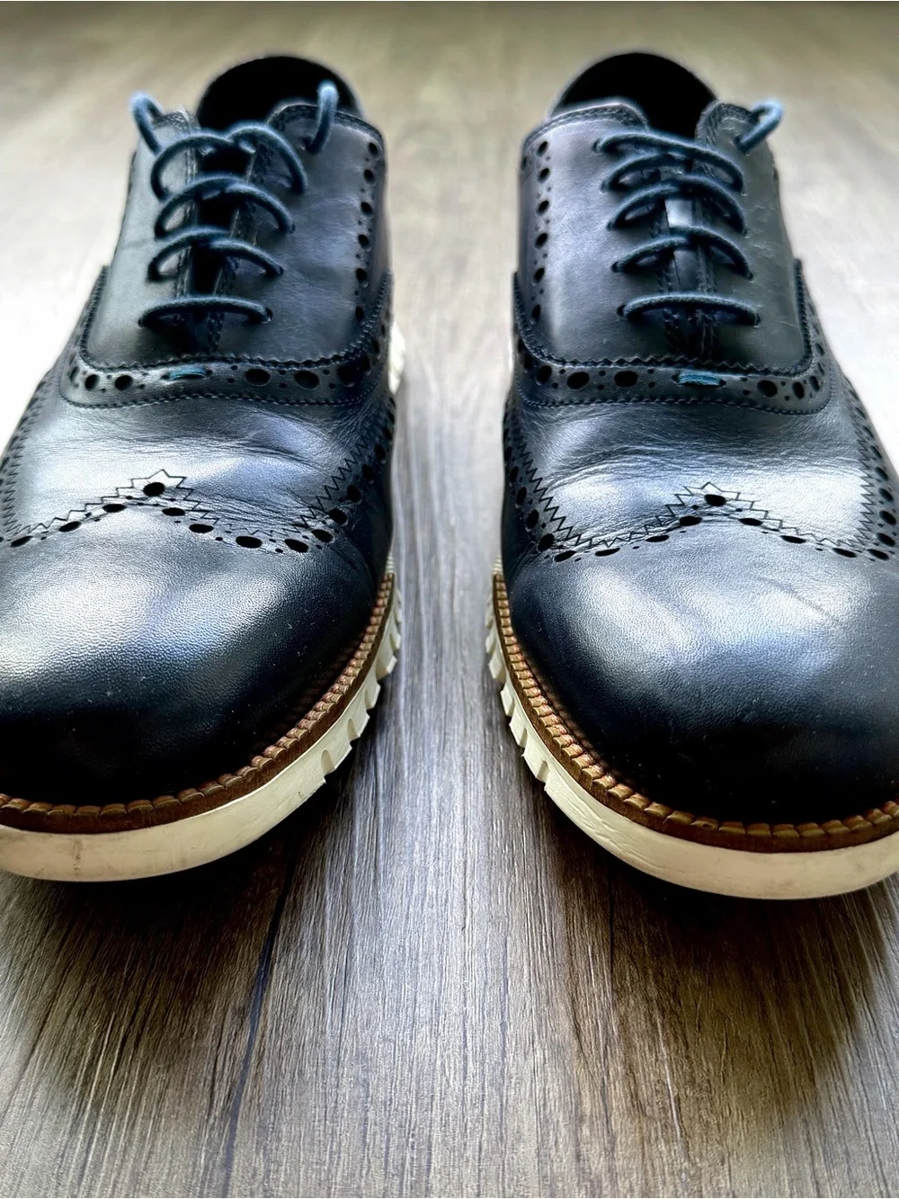 Cole Haan ZERØGRAND Wingtip Oxford C23739 Navy Blue Leather Men’s Size 10
